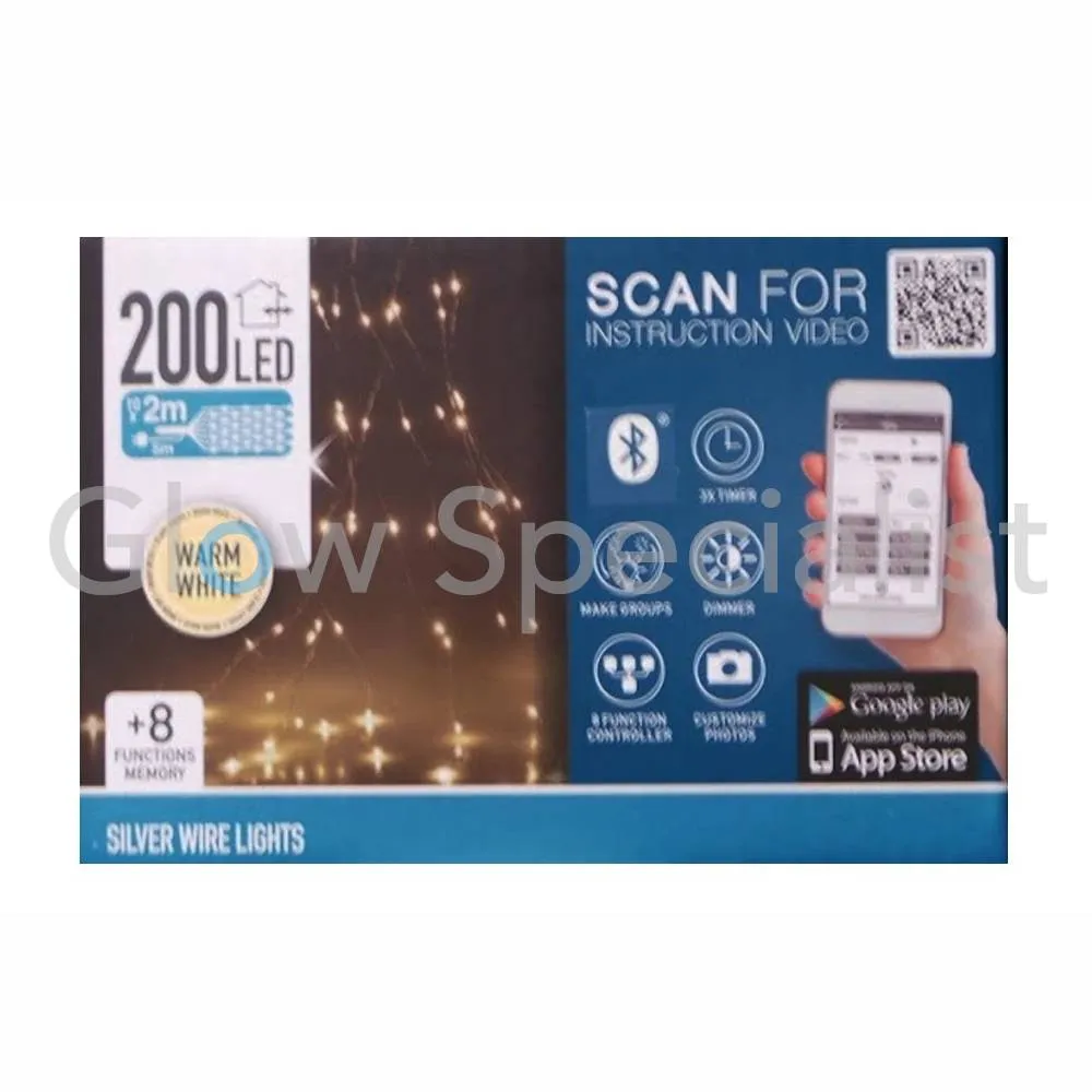 ZILVERDRAADVERLICHTING - 200 LED - WARM WIT - BEDIENING VIA SMARTPHONE APP - Afbeelding 2